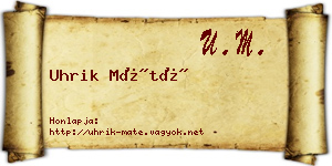 Uhrik Máté névjegykártya